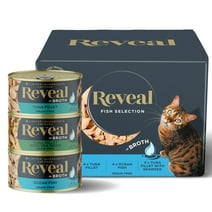 Reveal Natural Wet Cat Food, Fish in Broth Variety Pack, 12 x 2.47oz Can
