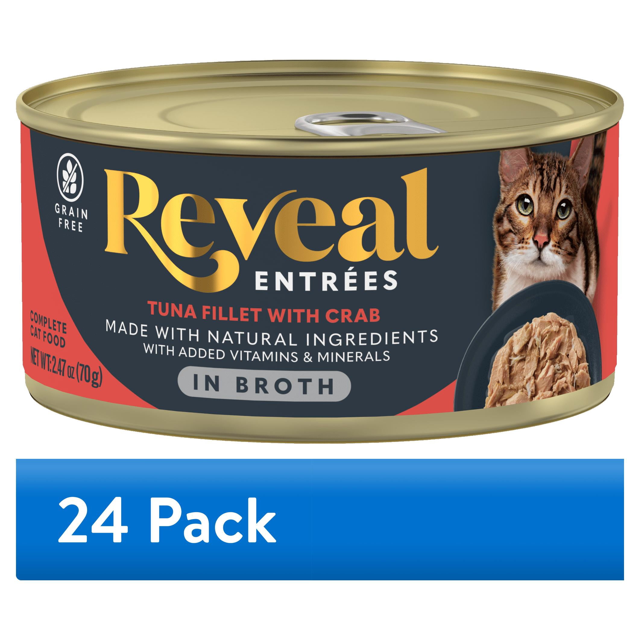(24 pack) Reveal Pet Food Entrees Natural Wet Cat Food Tuna Fillet with Crab in Broth 2...