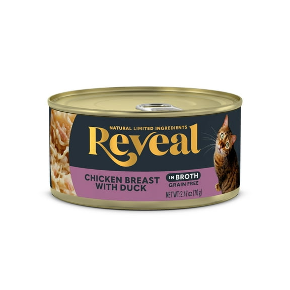 Reveal Pet Food Natural Wet Cat Food, Chicken Breast with Duck in Broth, 24 x 2.47oz Cans