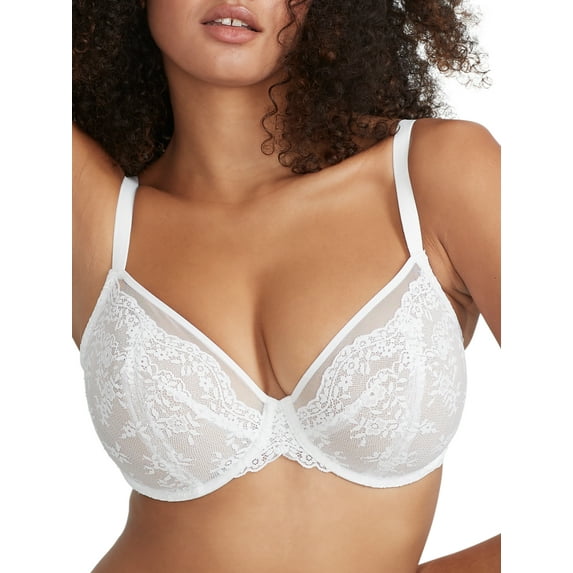 Reveal Womens Low-Key Lace Unlined Demi Bra Style-B30385