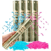 Revealations Gender Reveal Confetti Cannon, Pack of 4, Pink & Blue, Ages 0-100