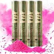 Revealations Gender Reveal Powder Cannon Powder Smoke & Confetti Poppers, Pink 4-Pack