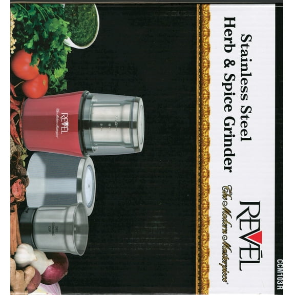 Revel CCM103R Stainless Steel Hern, Spices and Coffee Beans Grinder - Red Color - 200 Watt Motor