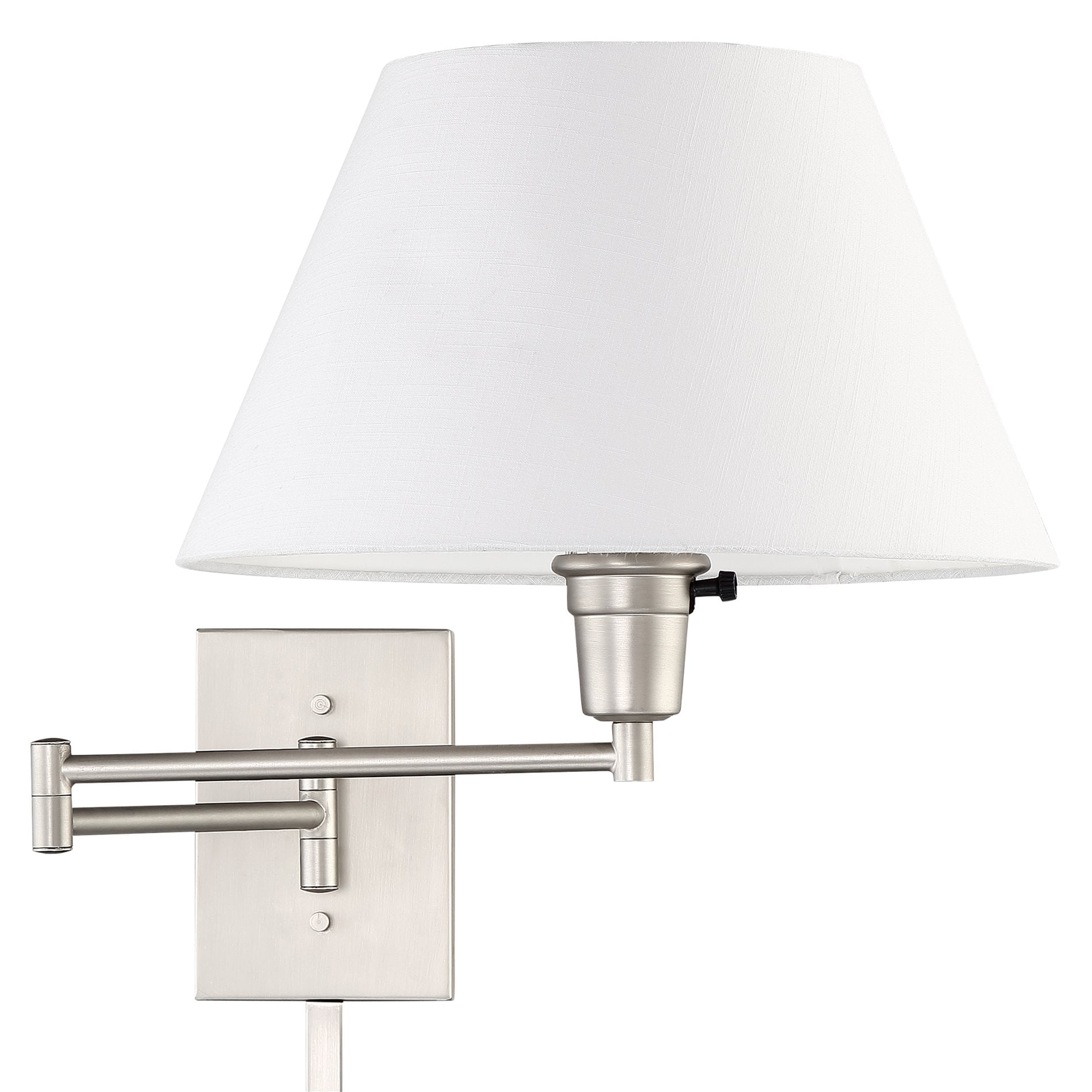 Revel Kira Home Cambridge 15" Swing Arm Wall Sconce, White Empire Fabric Shade, 2-in-1 Plug In or Hardwired Wall Lamp