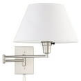 thumbnail image 1 of Revel Kira Home Cambridge 15" Swing Arm Wall Sconce, White Empire Fabric Shade, 2-in-1 Plug In or Hardwired Wall Lamp, 1 of 9