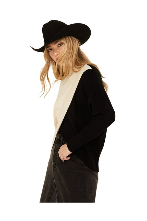 Women's Cross Front Mock Neck Sweater Black US