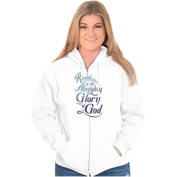 Revel in the Almighty Glory of God Womens Plus Size Graphic Zipper Hoodie Brisco Brands 2X