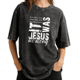 thumbnail image 1 of Revelation 17:14 Jesus Is King Graphic Wash Print Tshirt Graphic Tees Shirts Charcoal Relaxed Fit S-2XL Faith Tops, 1 of 4