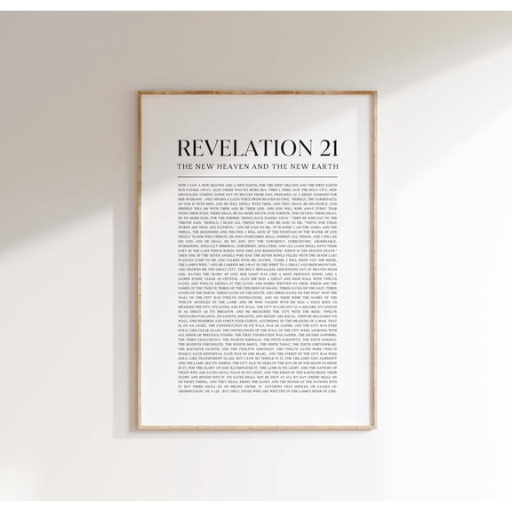 Revelation 21 Christian Memorial Scripture Wall Art, Unframed Paper Print Size 8x12