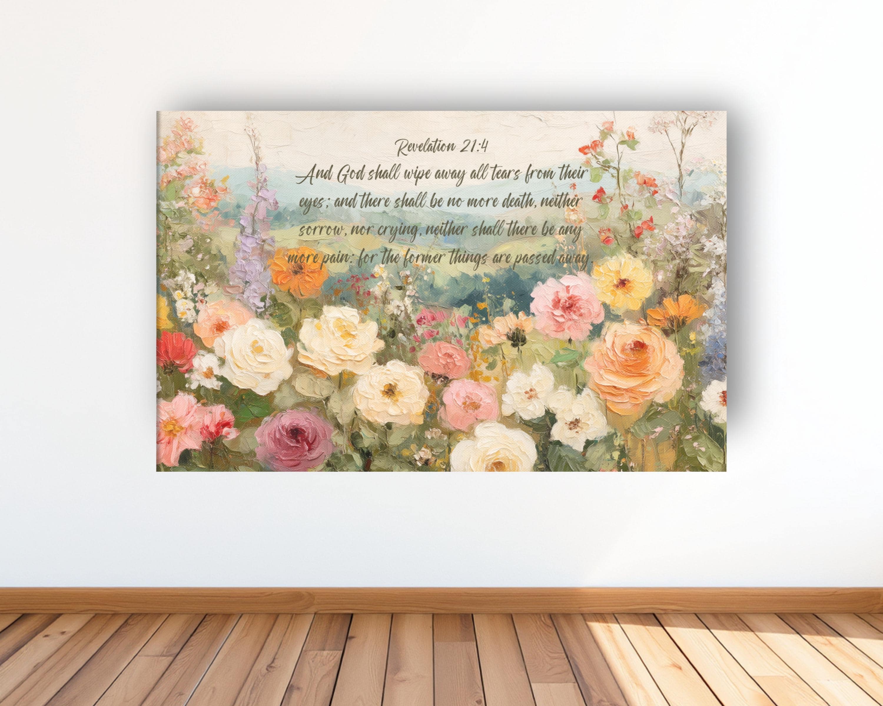 Cottage Scripture Image Revelation : Wildflower Landscape Decor Poster Christian Art Print ...