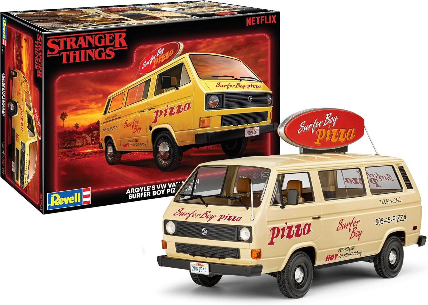 Level 3 Model Kit Argyles Volkswagen Vanagon "Surfer Boy Pizza" Van "Stranger Things" (2016-Current) 1/25 Scale Model by Revell
