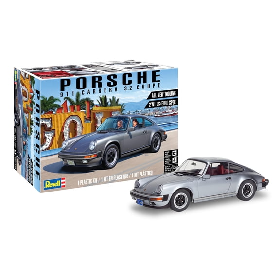 Revell 85-4521 Porsche 911 Carrera 3.2 Coupe 2N1 Model Car Kit 1:24 Scale 109-Piece Skill Level 4 Plastic Model Building Kit, Gray