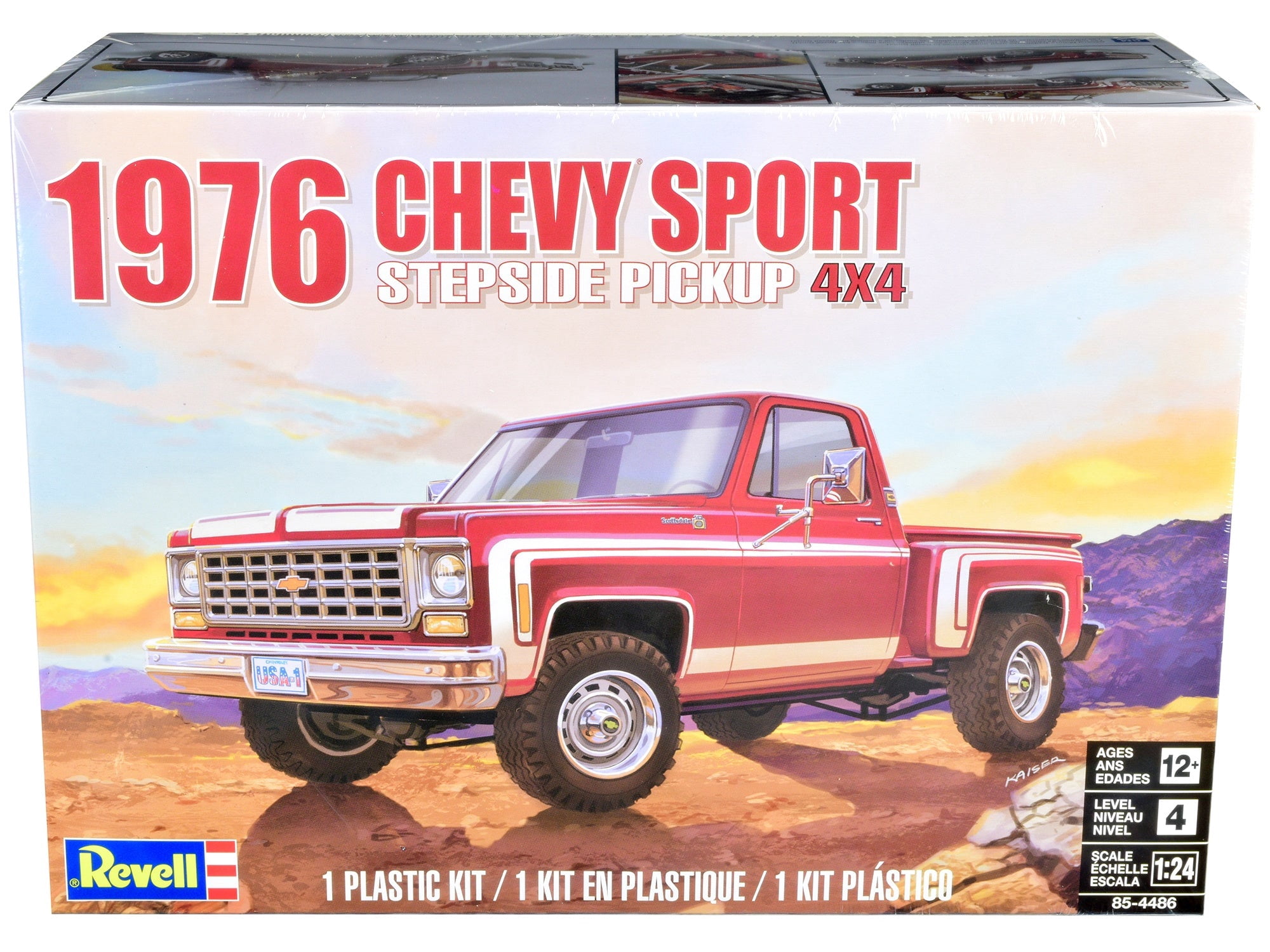 Revell 854486 1976 Chevy Sport Stepside Pickup 4x4 Model Kit, 1:24 Scale