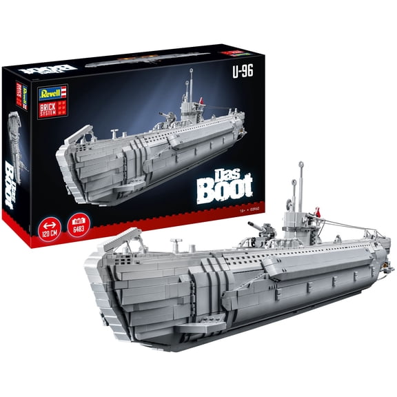 Revell Brick System Das Boot U-96 U-Boat Submarine Model Building Construction Set, 1:56 Scale, 6,483 Pieces, Detailed Interior, Display Stand Included