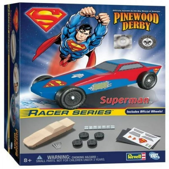 Revell Offical Wheels and Axles Pinewood Derby Superman Racer Kit