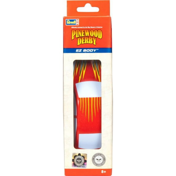 Revell Pinewood Derby EZ Body Stock Car with Flame Detail A, Red/Yellow/White