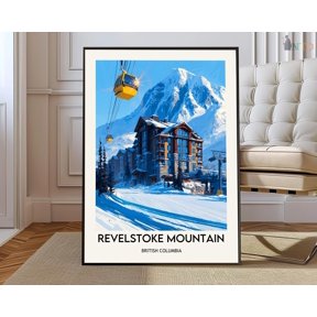 Revelstoke Mountain Resort Poster, Selkirk Powder Ski Map Art