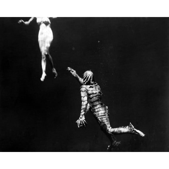 Revenge Of The Creature Featuring Ricou Browning Pursuing Lori Nelson 24X36 Classic Hollywood Poster
