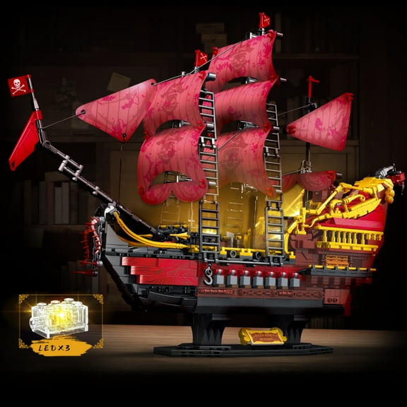Revenge Pirate Ship Building Kit DIY Sailing Battleship Model, Vintage Nautical Display Gift for Kids, Teens & Collectors