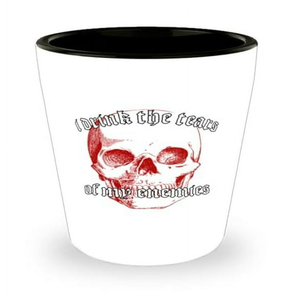 Revenge Shot Glass, I Drink The Tears Of My Enemies, Victory Celebration Gift, Mini Glassware, 1.5oz Cup, Perfect for Winners,