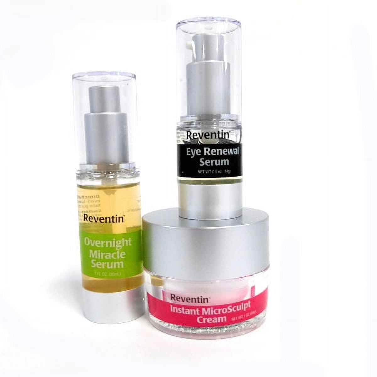 Reventin Power 3 Pack Overnight Miracle Serum, MicroSculpt Cream, Eye Renewal