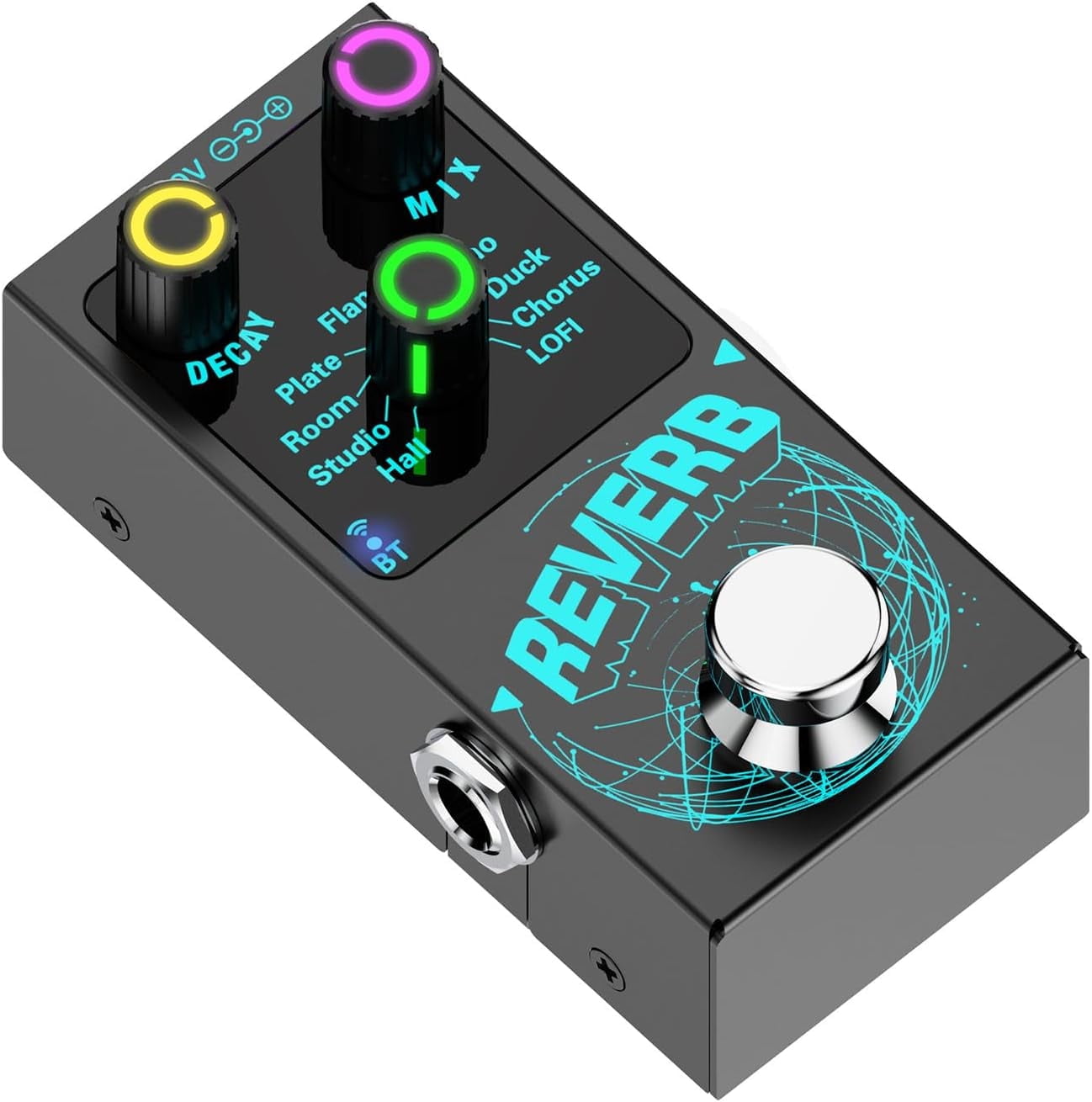 Reverb Guitar Pedal, Mini Verb Square Digital Reverb with Luminous Control Knobs,True Bypass , Aluminium Alloy Case, 9 Modes Effects,Room,Hall,Chorus,Duck,Plate,Studio,Echo,LOFI,Flanger