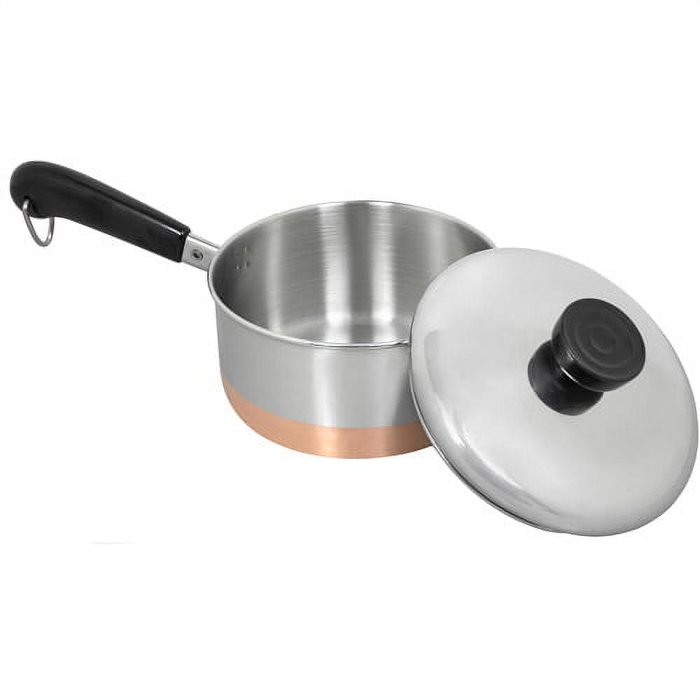 Revere, Kitchen, Revere Ware Copper Bottom Cookware Usa Quart Sauce Pan  With Lid Riverside Cal
