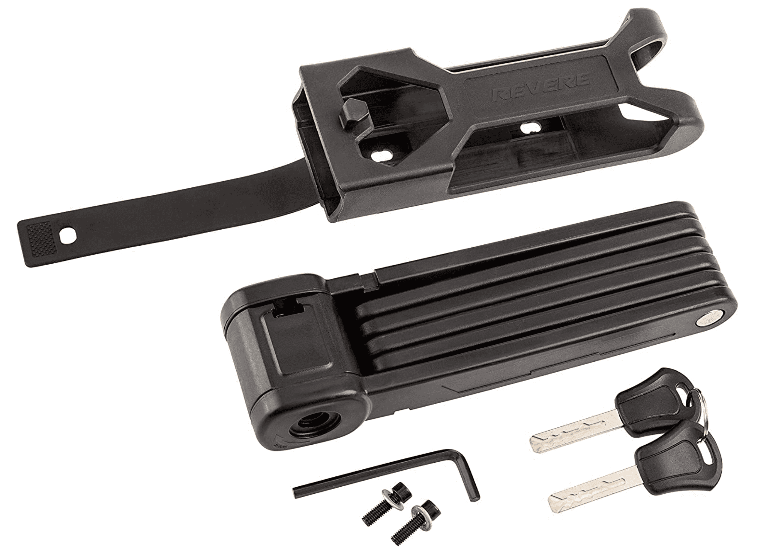 Revere USA Folding Bike Lock - Hardened Steel Heavy Duty Bike Lock with Easy Mounting, Secure Bike Lock - Key Folding Lock - Anti Theft Folding Lock Motorcycle, Scooter, Electric Bike. Revere US