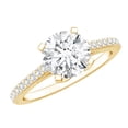 thumbnail image 1 of Rosec Jewels Certified Moissanite Round Engagement Ring 2 Carat - Moissanite Solitaire Ring - D-VS1 Quality - with Jewelry Box, 10K Yellow Gold, US 3.00, 1 of 8