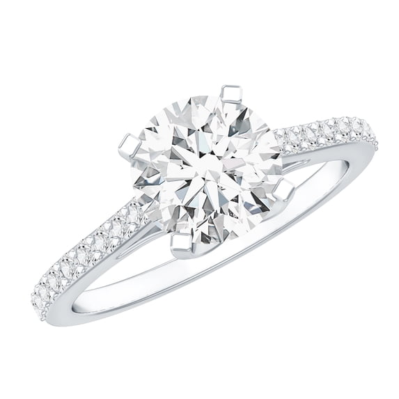 Rosec Jewels Certified Moissanite Round Engagement Ring 2 Carat - Moissanite Solitaire Ring - D-VS1 Quality - with Jewelry Box, 925 Sterling Silver, US 3.00