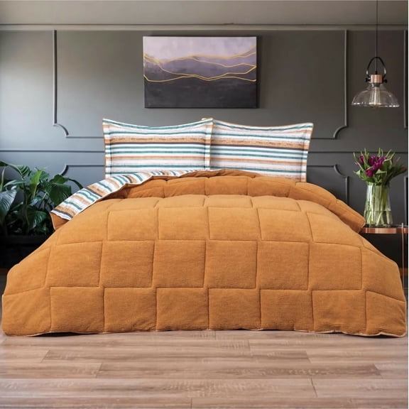 Wear Sierra Reversible Quilted Comforter Set, Turkish Cotton Bedding Set for Single and Double Beds, 4 Piece Set, Adult Home Bedding