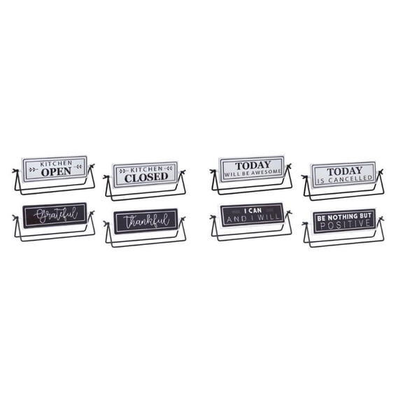 Reversable Sign with Stand (Set of 4) 12.75"L x 4.75"H Iron
