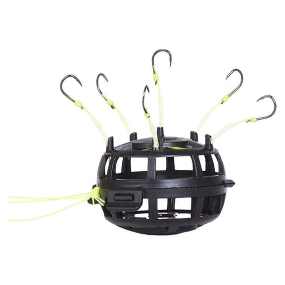 Reverse Bottom Bait Cage Fishing Hook, 2025 Upgrade 360 Floating Bait Cage Fishing Hook, 6-Hook Reverse Bottom Rig for Carp Tilapia Catfish, Suitable for Block Baits, Ideal for Fishing Lover