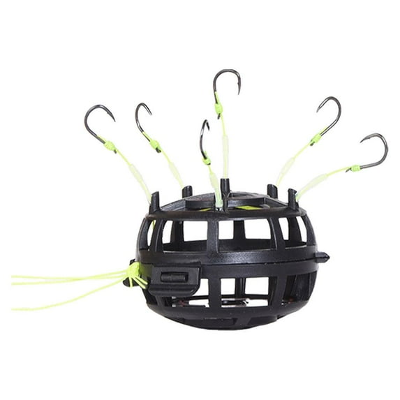 Reverse Bottom Bait Cage Fishing Hook, 2025 Upgrade 360 Floating Bait Cage Fishing Hook, 6-Hook Reverse Bottom Rig for Carp Tilapia Catfish, Suitable for Block Baits, Ideal for Fishing Lover