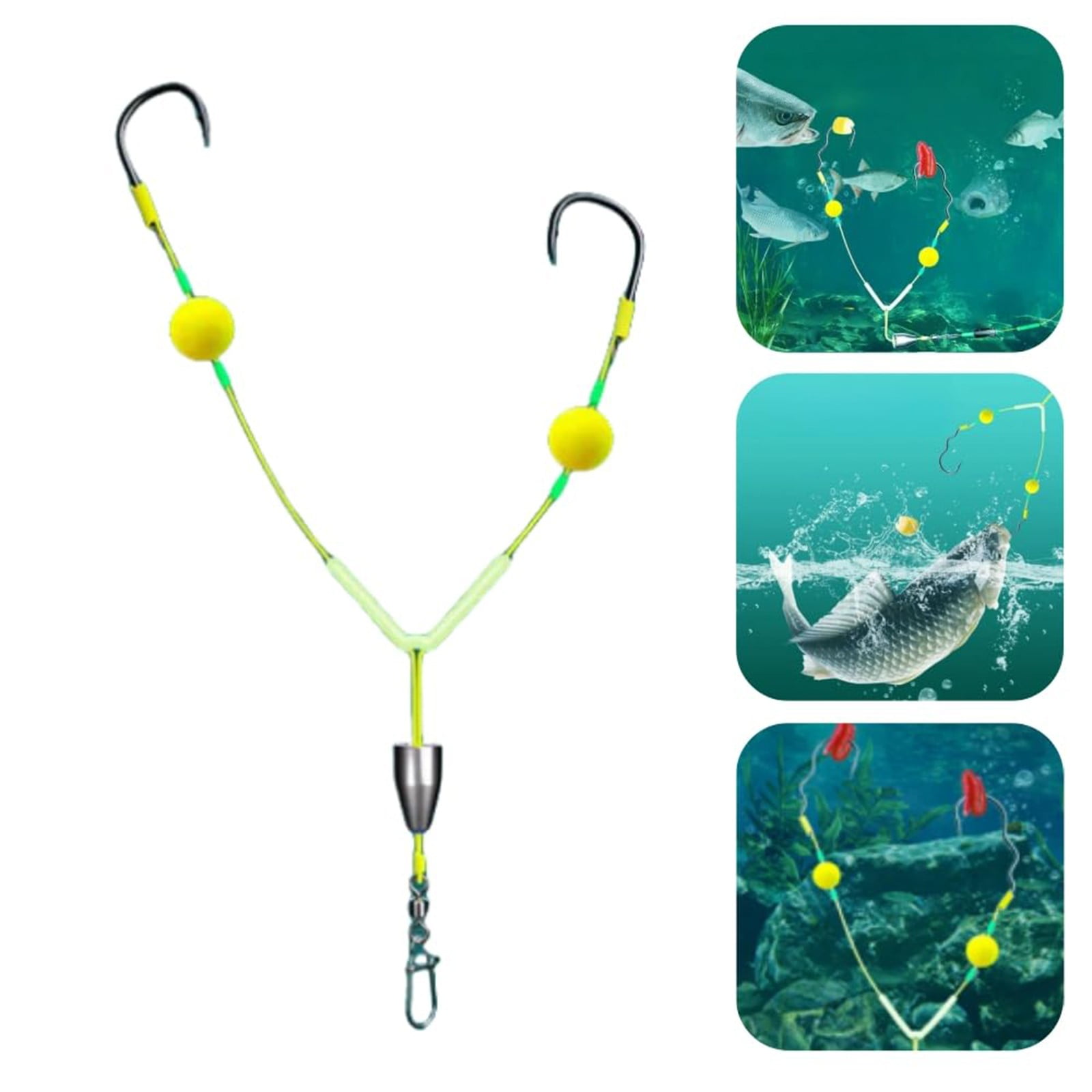 Reverse Bottom Fishing Double Hook Set - Flip Fishing Hook with Line ...