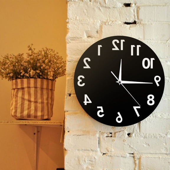 Reverse Clock for Living Room Wall Decor - Counterclockwise Walking Silent Non Ticking Clock - Vinyl Record Design 30cm - Modern Home Office Classroom Decorative Clock