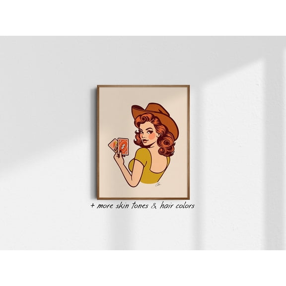 Reverse Cowgirl Giclee Fine Art Print Retro Cowgirl Art Vintage Cowgirl Wall Art Western Wall Decor