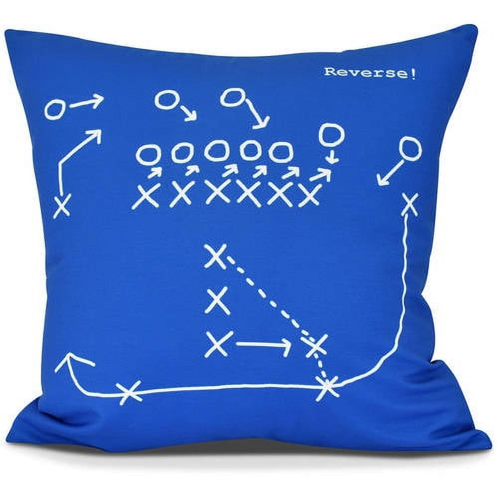 Blue Cotton Square Pillow with Geometric Print