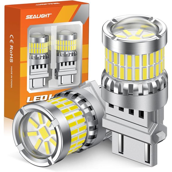 Reverse Light Bulbs, 3157 LED Bulb White, 700% Brighter 3156 3057 4157 4114 T25 Bulbs 57-SMD LED Chipset with Projector Len for Brake Light, DRL, Backup Light, Pack of 2