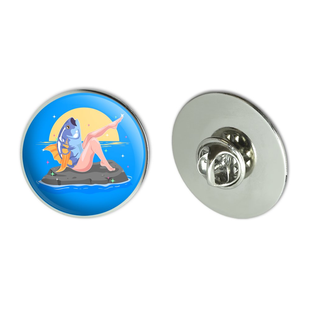 Lapel Pin Reverse Reverse Mermaid With Tuna Head Metal 1.1