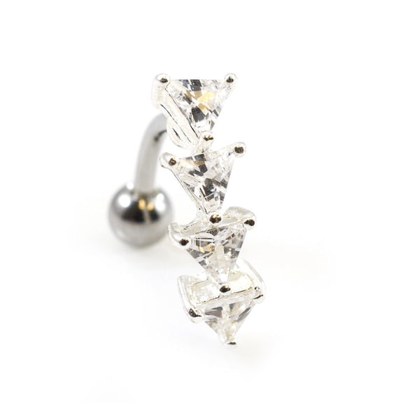 Reverse Naval Ring with Prong Setting Triangle Cubic Zirconia Gems 14g