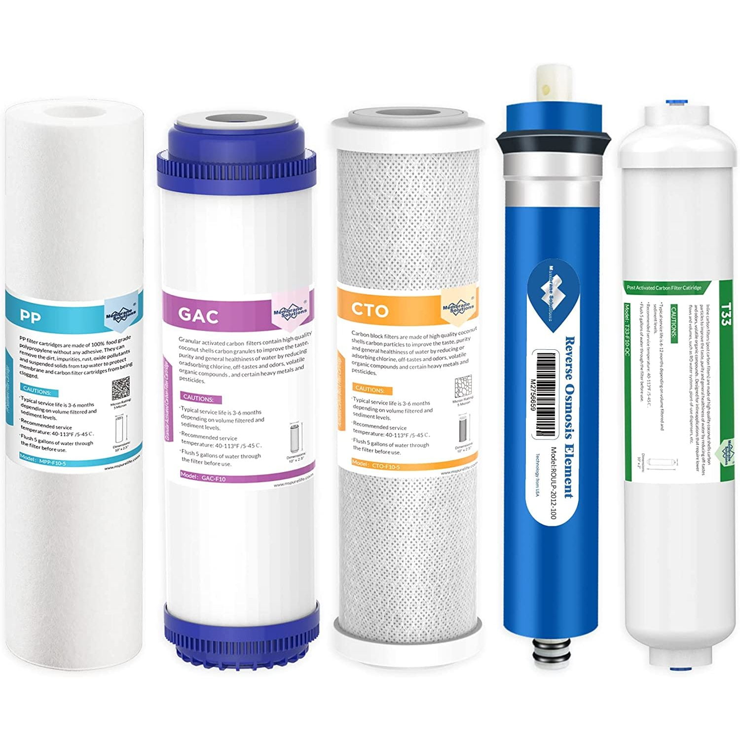 Reverse Osmosis Filter Replacement, 100 GPD Membrane with Pre & Post