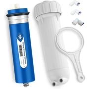 Reverse Osmosis Housing 3012 with 400GPD RO Membrane Water Filter Cartridge, with 1/4 Quick Connector, 3/8 Fitting, Wrench Set
