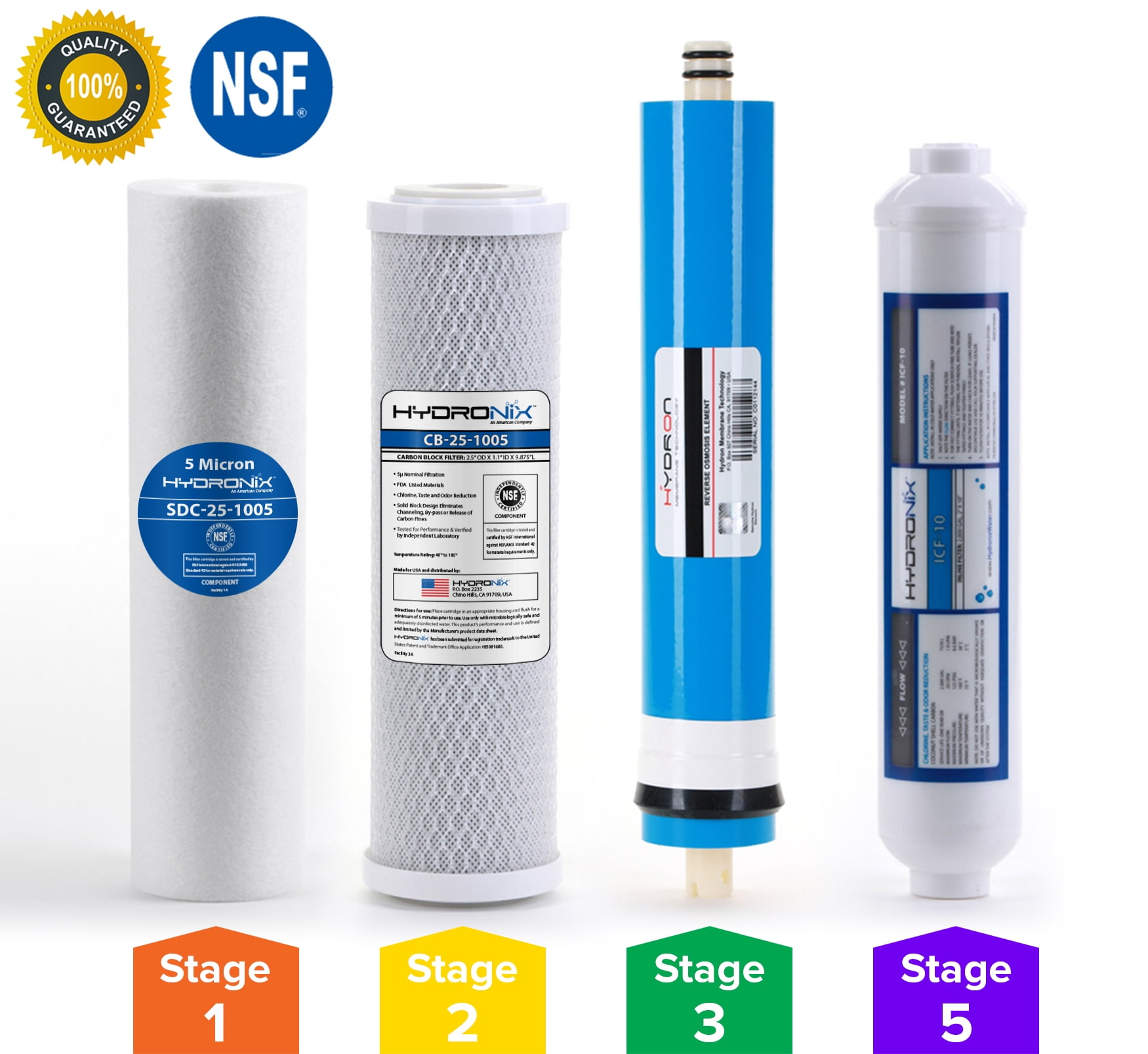 4-Stage Reverse Osmosis Replacement Filter Set with 75 GPD Membrane
