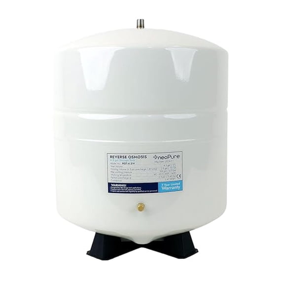 Reverse Osmosis Water Tank 4.5 Gallon RO Storage Tank, Under Sink Filtration System Replacement, Pre-Pressurized Steel Tank with Shut-Off Valve