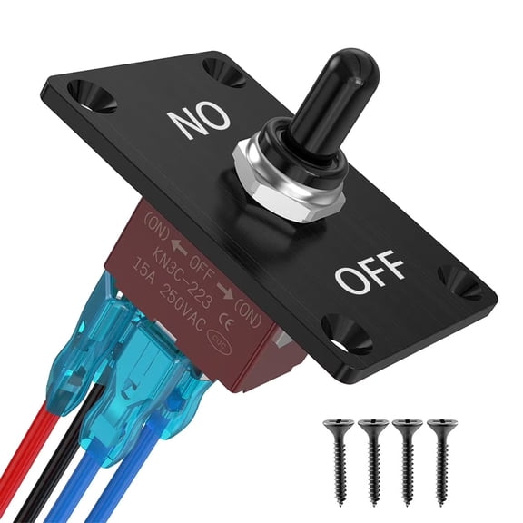 Reverse Polarity Toggle Switch, 4 Pin DPDT 30A/12VDC (ON)-Off-(ON) Momentary 3 Way Heavy Duty Waterproof Toggle Switch with Mounting Panel for Auto Boat Marine