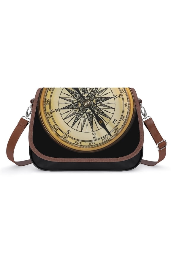 Reverse Pole Compass Vintage Crossbody Bag for Women Medium Leather Hobo Bags Shoulder Bag Classic City Leather Satchels