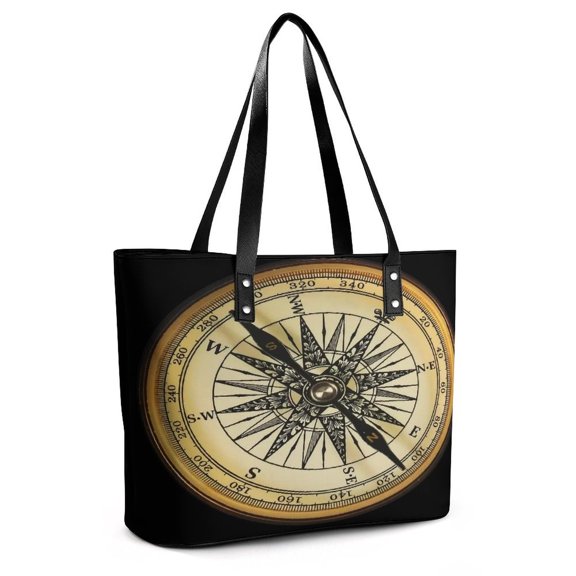 Reverse Pole Compass Woman Leather Handbags Large Tote Bag Fashion Portable Handbags With Zipper