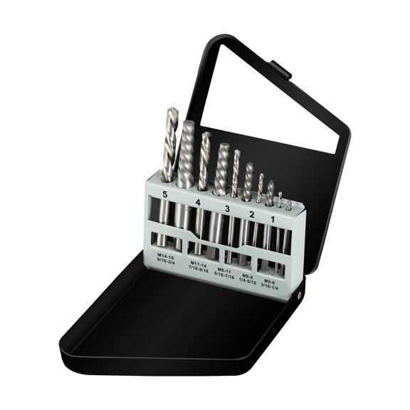 Reverse Thread Drill Bit Set, HSS M2 Titanium Coated Drill Bits for Metal, Plastic and Wood with Storage Case