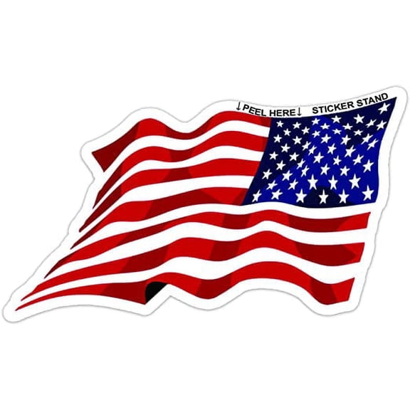 Reverse Waving American Flag Sticker